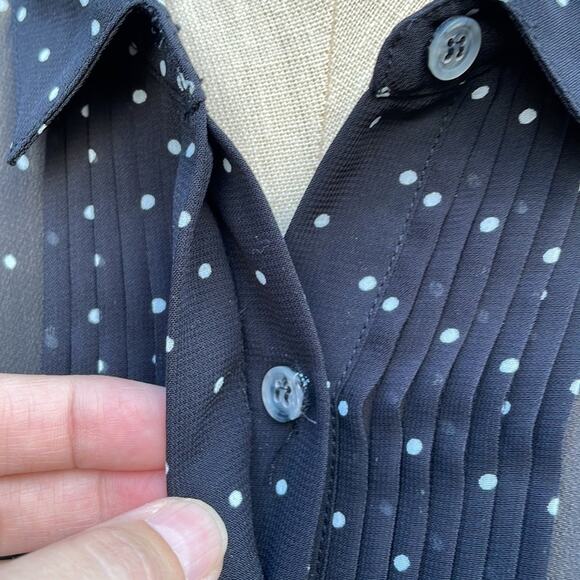 Halogen Sheer Long Sleeve Black & White Polka Dot Blouse Women's Size Small - Picture 3 of 12